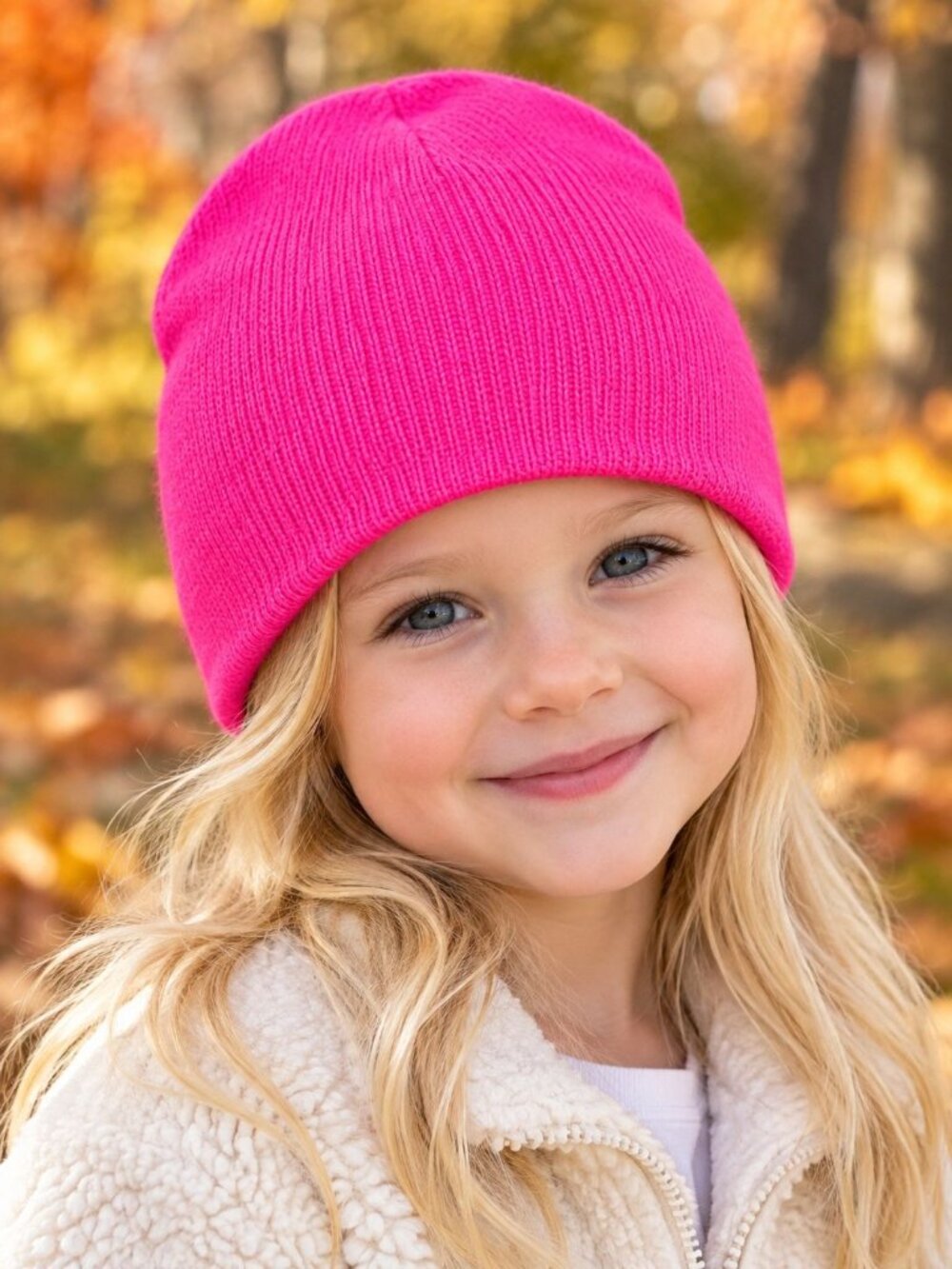 Girls Hot Pink Winter Knit Beanie Hat Cap Youth Cozy Toddler One Size